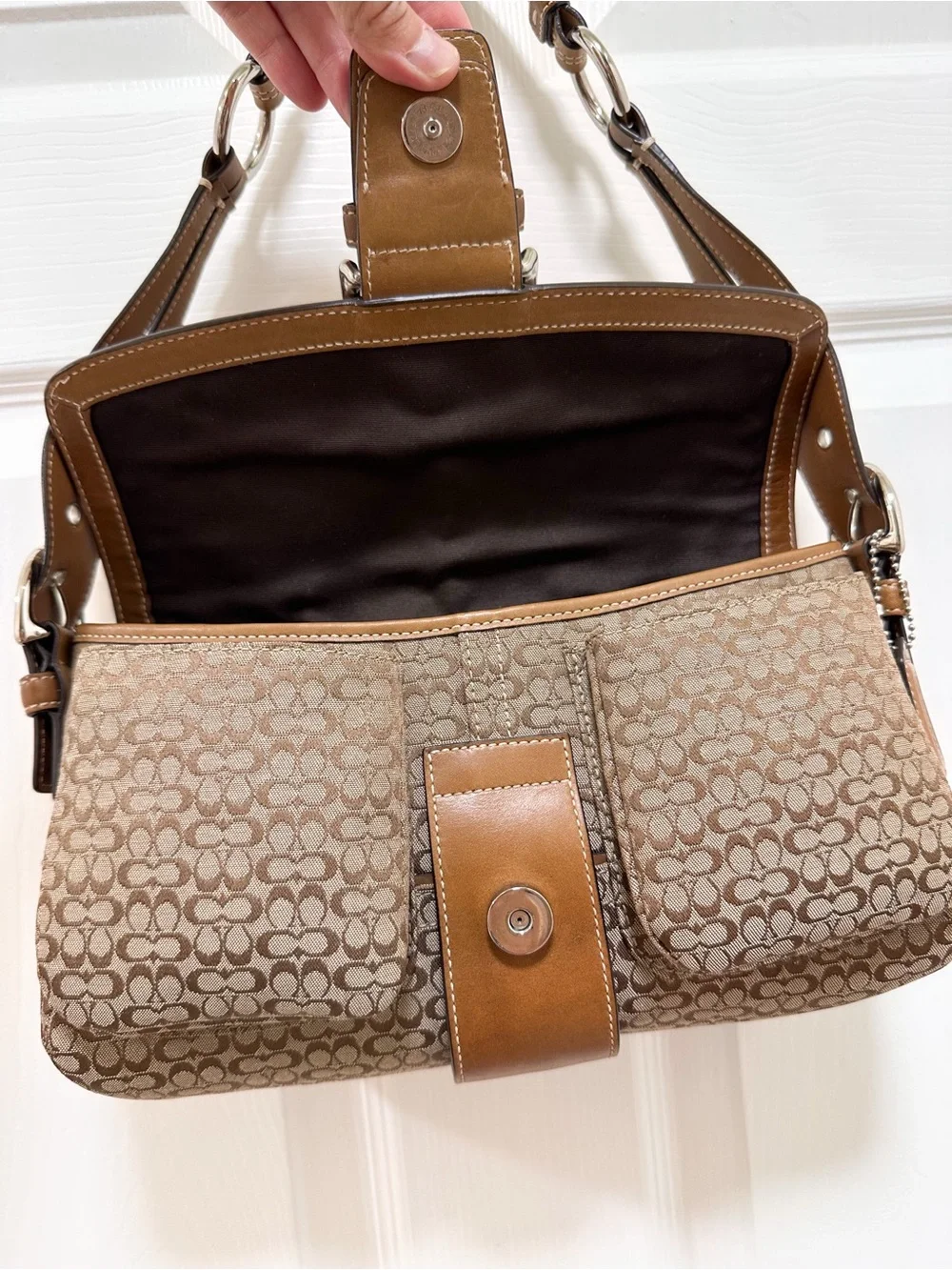 Coach Soho Buckle Flap Medium Shoulder Bag Mini Signature Jacquard Y2K